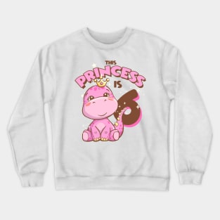 This Princess is 6 Girls 6th Birthday Pink Dinosaur Party Crewneck Sweatshirt